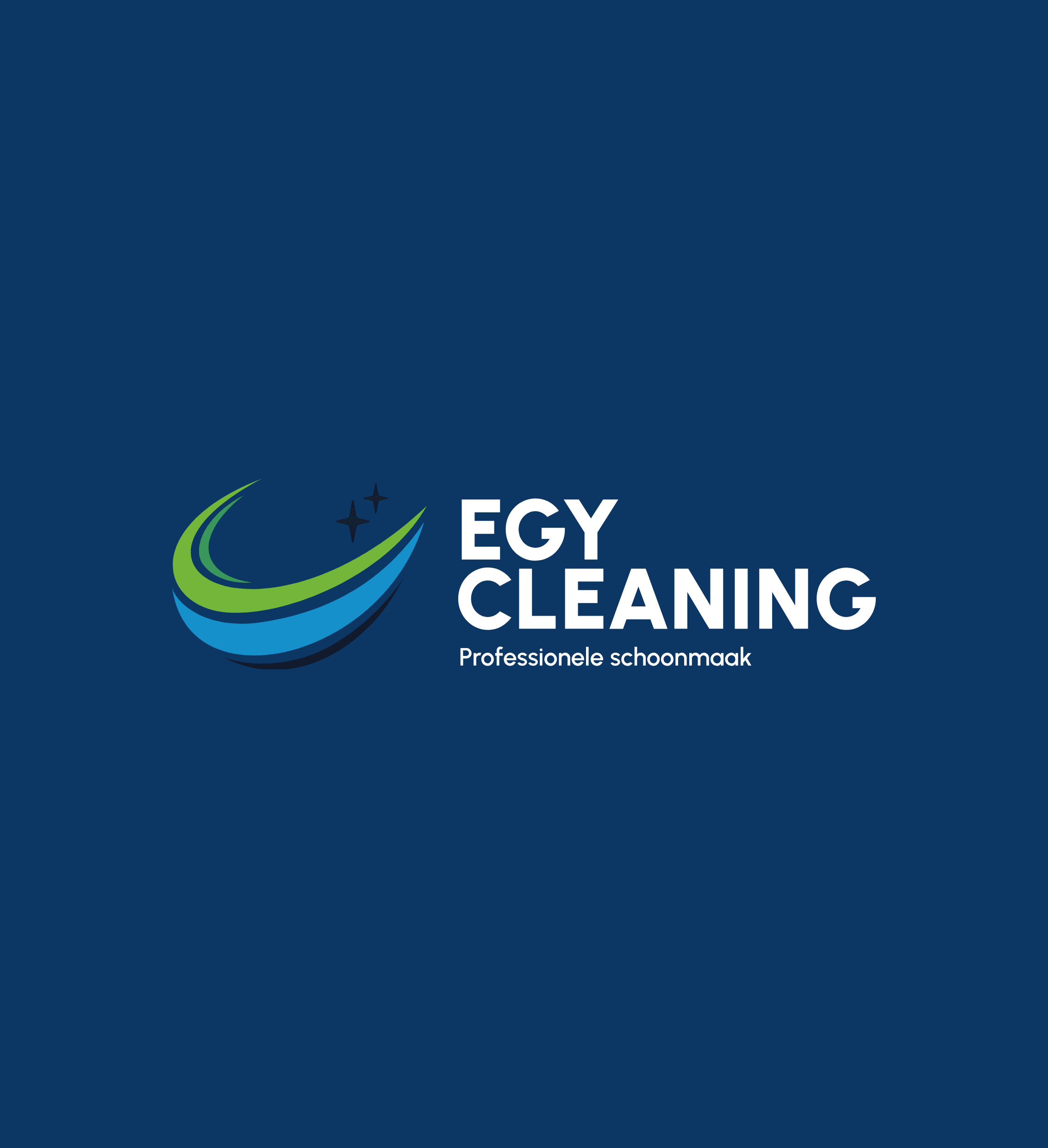 The EGY Cleaning logo in white on navy